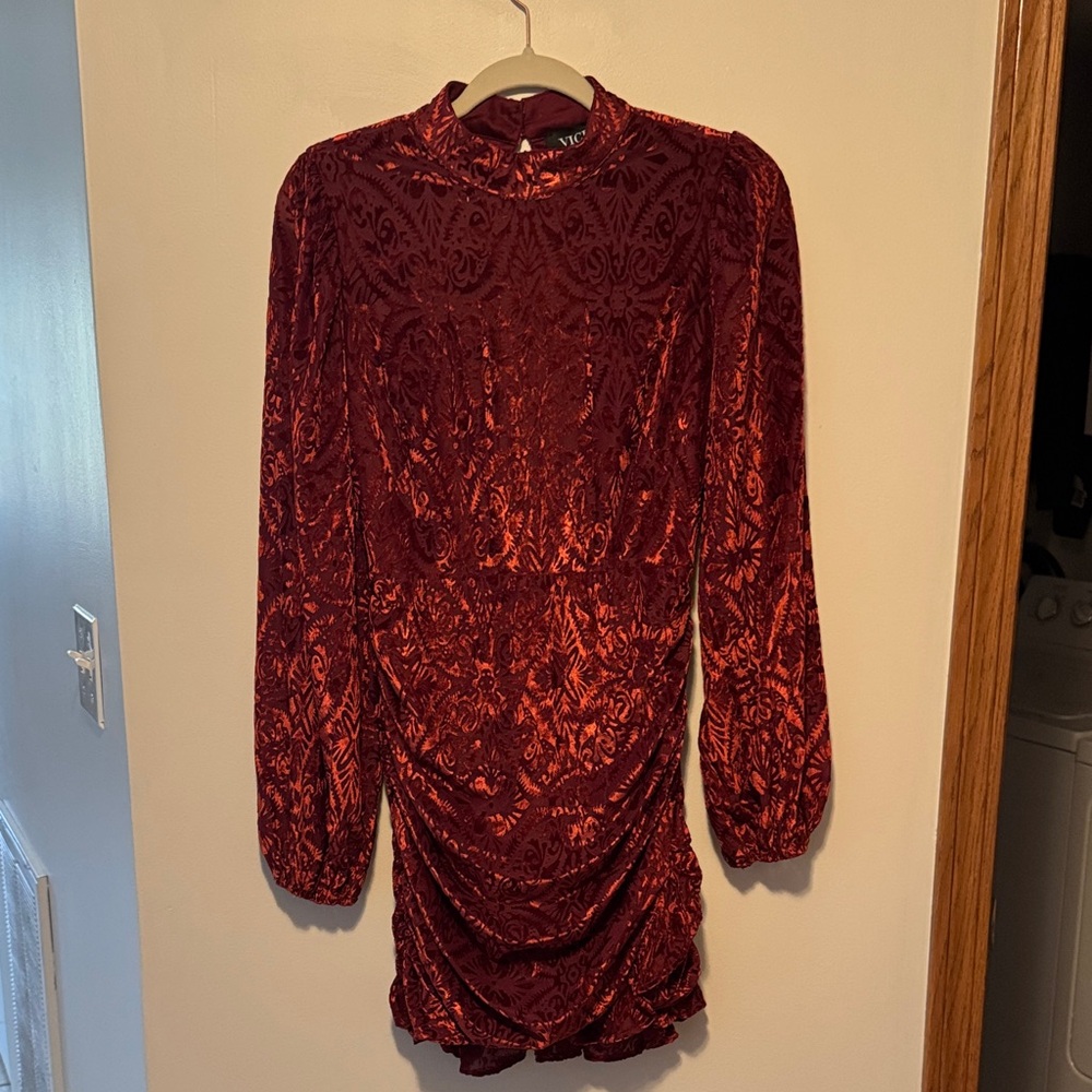 Vici Rich Burgundy Long Sleeve Dress
